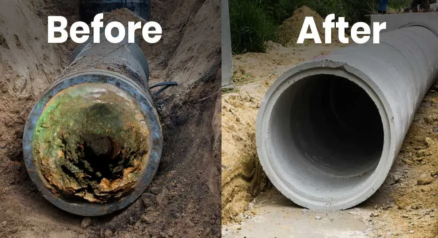 Sewer line repair service in residential area